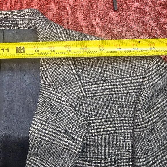 Christian Aujard Glen Plaid Cashmere Blazer Jacket 42R Black White Quiet Luxury - Picture 13 of 13